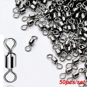 Barrel Heavy Duty Rolling Ball Bearing Fishing Tool Swivel Solid Ring Connector - Picture 1 of 19