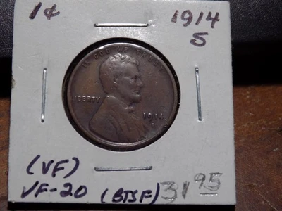 1914-S Lincoln Cent - VF Condition - Image 1 of 2