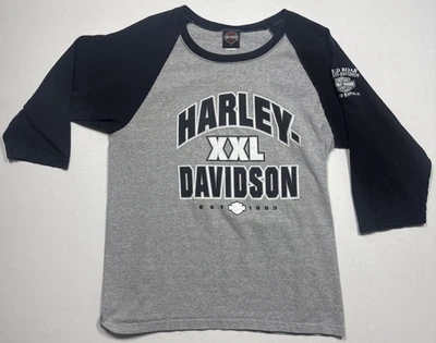 HARLEY DAVIDSON Men's L Softball Football Tee Shirt Athletic Big Logo Jersey - Image 1 of 4