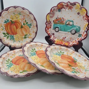 Pionierin Frau Herbst Erntedankfest Party Zubehör Kürbis und LKW Teller je 8  - Bild 1 von 3