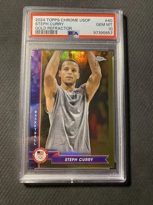 2024 Topps Chrome USOP Steph Curry Gold Refractor SSP /50 PSA 10 - Image 1 of 2