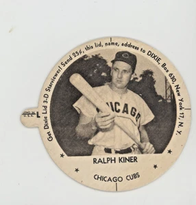 1954 Dixie Lids Baseball Ralph Kiner Fairmont Brand Chicago Cubs Left Tab - Picture 1 of 3