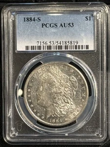 1884 S Morgan Silver Dollar PCGS AU-53 SEMI PROOFLIKE - Picture 1 of 2