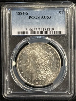 1884 S Morgan Silver Dollar PCGS AU-53 SEMI PROOFLIKE - Image 1 of 2