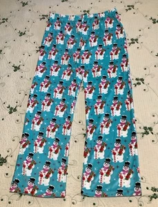 MUJER NUEVO SIN ETIQUETAS Talla M AZUL SUAVE ELÁSTICO CINTURA ELÁSTICA MUÑECO DE NIEVE TERCIOPELO PIJAMA PANTALONES - Imagen 1 de 3