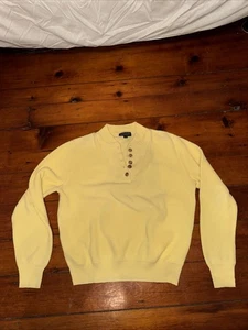 Lands End Vintage 90er Pullover Damen Größe L gelb Pulli Holzknöpfe - Bild 1 von 9