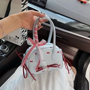 Elegant Bow Ribbons Bowling Bag Lace Ribbon Women Handbags Women - Photo 1/14