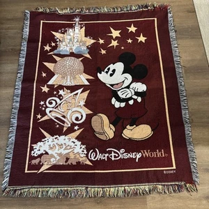 Walt Disney World Mickey Mouse Fringe Throw Blanket Magic Kingdom Animal Epcot - Picture 1 of 4