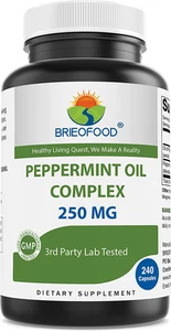 Brieofood Peppermint Oil Complex - 250 Mg - 240 Capsules - Supports a Healthy... - Picture 1 of 12