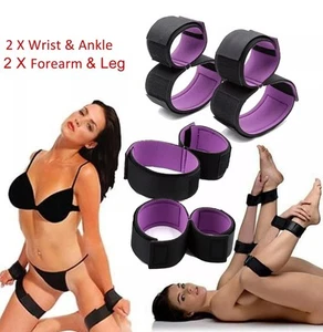 Bed Bondage Set Harness Handcuffs Ankle Wrist Cuffs Adult Couples Restraint-BDSM - Picture 1 of 2