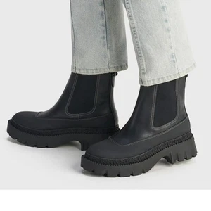 Coach Jayla Chelsea Leather Ankle Lug Boots | Womens 9, Black NEW - Picture 1 of 7