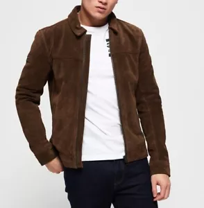 Brown Suede Leather Jacket for Men Cafe Racer Size XS S M L XL XXL Custom Made - Picture 1 of 6