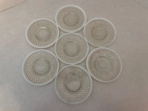Set of (7) - Anchor Hocking Fenton Hobnail Moonstone Opalescent - 6 1/4" Plates - Foto 1 di 6