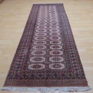 Oriental Hall Runner Carpet Rug Hand Made Wool Vintage Bokhara 10ft 8" x 3ft 1" - Picture 1 of 13