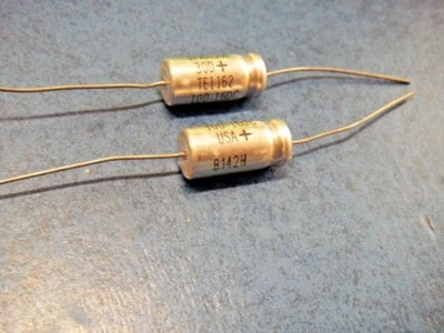 SPRAGUE VISHAY Sprague TE1162 High Temp 100uf x 16VDC Electrolytic Axial Capacitors Qty = 2