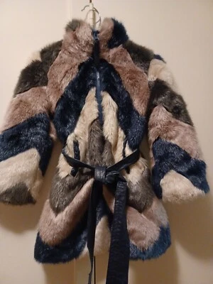 Imoga Faux Fur Coat Size 2t . Navy, lavander,light grey & dark grey !  - Image 1 of 3