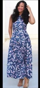 CAbi #5269 Aurora Maxikleid ärmellos gesmokt Aquarell blau Kreuzfahrt Hochzeit - Bild 1 von 10
