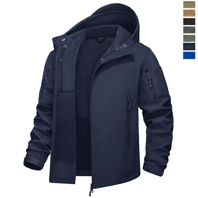 Chaqueta polar para hombre cremallera completa exterior senderismo caza invierno abrigos cálidos a prueba de viento Foto 1 de 4