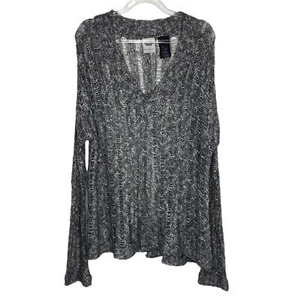 Harley Davidson Womens Size Large Gray Open Weave Mohair Sweater Split Back - Picture 1 of 11
