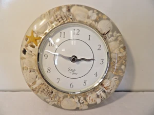 Sands of Time Seashell Acrylic 8" Wall Clock Coastal Seaside Beach House Shell - Picture 1 of 6