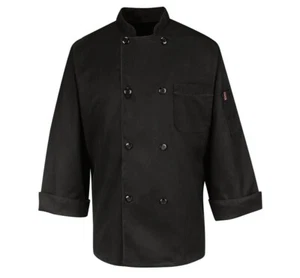 NEW Red Kap Chef Designs Large Black 8 Button Chef Coat - KT76 - Picture 1 of 4
