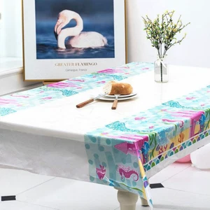 Mermaid Plastic Tablecloth | Under the Sea Theme Table Cover Party Supplies - Picture 1 of 2