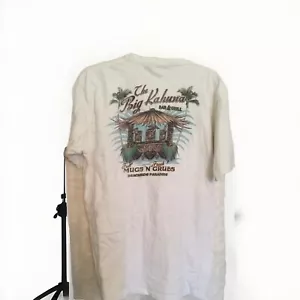 Big Kahuna Bar & Grill Beachside Paradise White Adult Men's Tiki Mug T-Shirt Tee - Picture 1 of 5