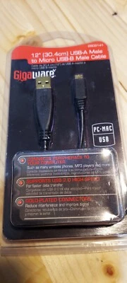 Gigaware® 12 inch USB-A to Micro USB-B Male USB Peripheral Cable  - Image 1 of 4