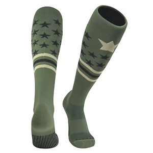 Mk Socks Patriot USA Flag Military Green Knee-High Long Sports Socks