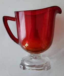 Vintage Red Pilgrim Glass With Clear Square Bottom - Picture 1 of 3