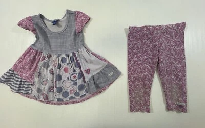 Conjunto de 2 leggings de vestido floral estampado rosa púrpura mezcla de algodón para niñas Naartjie Foto 1 de 4