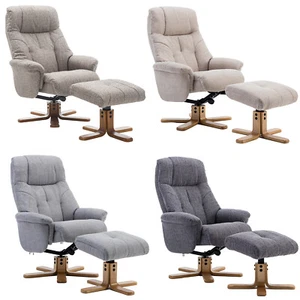 GFA Dubai Lisbon Fabric Swivel Recliner Armchair & Matching Footstool Lounge - Picture 1 of 40