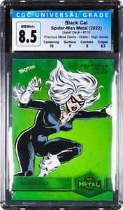 2022 Spider-Man Metal Black Cat Alta Serie Verde PMG CGC 8,5 - Foto 1 di 2