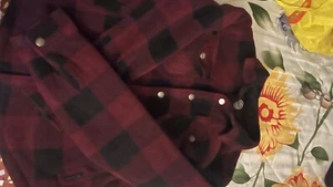 Weatherproof Polyester/Fleece Shirt Jacket, Red/Black Check w/Snap Closures. - Picture 1 of 9