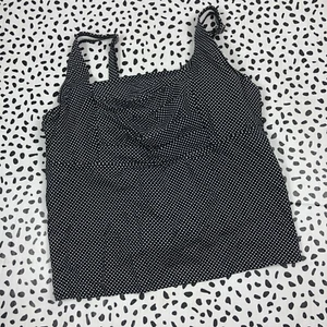 Lands End Navy Black Mini Dot Square Neck Tankini SWIM TOP 18W PLUS 429018 - Picture 1 of 3