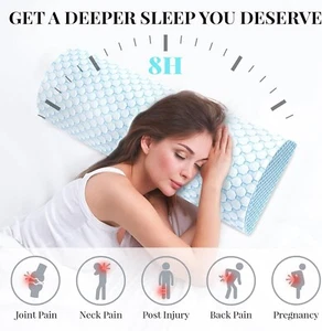 Side Sleepers Pillow Knee Memory Foam Yoga Half Moon Neck Relief 5x8.7x23.5 - Picture 1 of 9