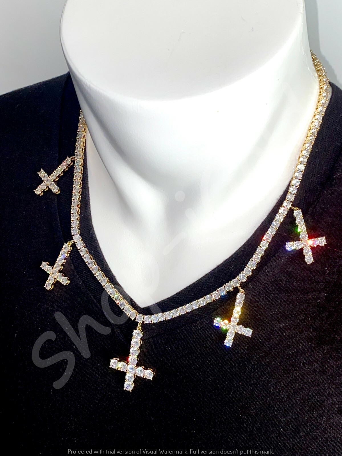 Mens Uspdie Down Uzi Cross Tennis Chain 