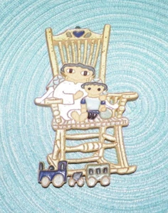 ST ANDREWS ABBEY CERAMICS MOM & CHILD ANGEL IN ROCKING CHAIR ORNAMENT 6 1/12" - Picture 1 of 4