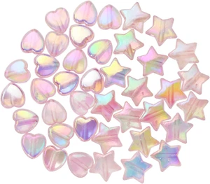 100PCS Mini Acrylic Beads 9Mm Heart Charms and 11Mm Star Beads for Jewelry Makin - Picture 1 of 5