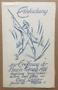Georg Gelbke: Einladung Kunstsalon Emil Richter Dresden -Autograph signiert 1919 - Bild 1 von 5