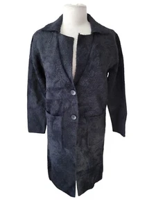 Love Token Black Long Mohair Sweater Cardigan Jacket Warm New Sz XS $190 - Picture 1 of 12
