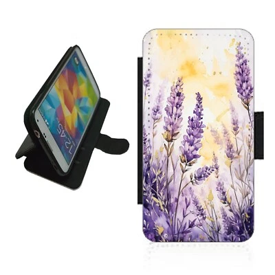 Lavender flowers Phone Case wallet For iPhone Samsung flip Cover LAV1 - Image 1 of 4