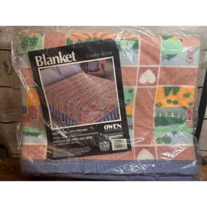 Vintage NOS Owen Manufacturing Country Scenic Blanket Twin Full Size 72" x 90" - Picture 1 of 3