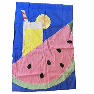 Estandarte de jardín vintage sandía limonada verano azul 27x40 pulgadas - Imagen 1 de 2