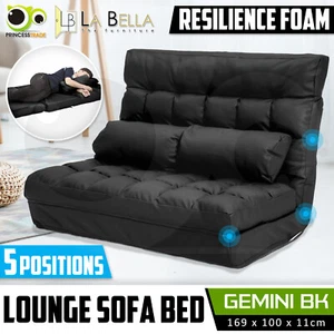Lounge Sofa Double Seat Couch Bed Floor Recliner Folding Chaise Chair Adjustable - Picture 1 of 12