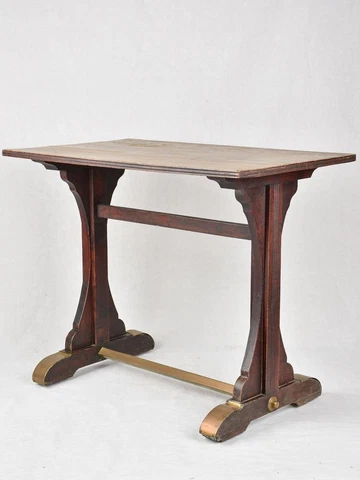 Rectangular bistro table, oak and brass 21¼ x 35½"" Cover