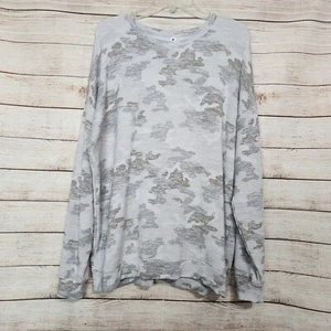 Athleta Sweatshirt Women's Large Gray Pure Luxe Camo Sweater Pullover - Picture 1 of 15