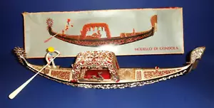 RARE! ILLUMINATED GONDOLA w/ GONDOLIER 22" SOUVENIR of VENICE in BOX 1960's - Picture 1 of 14