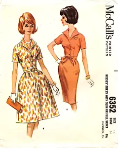 1960's McCall's Misses' Dress Pattern 6352 Size 14 UNCUT - Picture 1 of 2