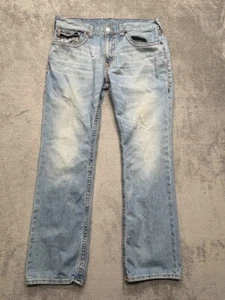 True Religion Jeans Men's Straight Pocket Flap Blue Measured 38x34 Big T - Picture 1 of 13